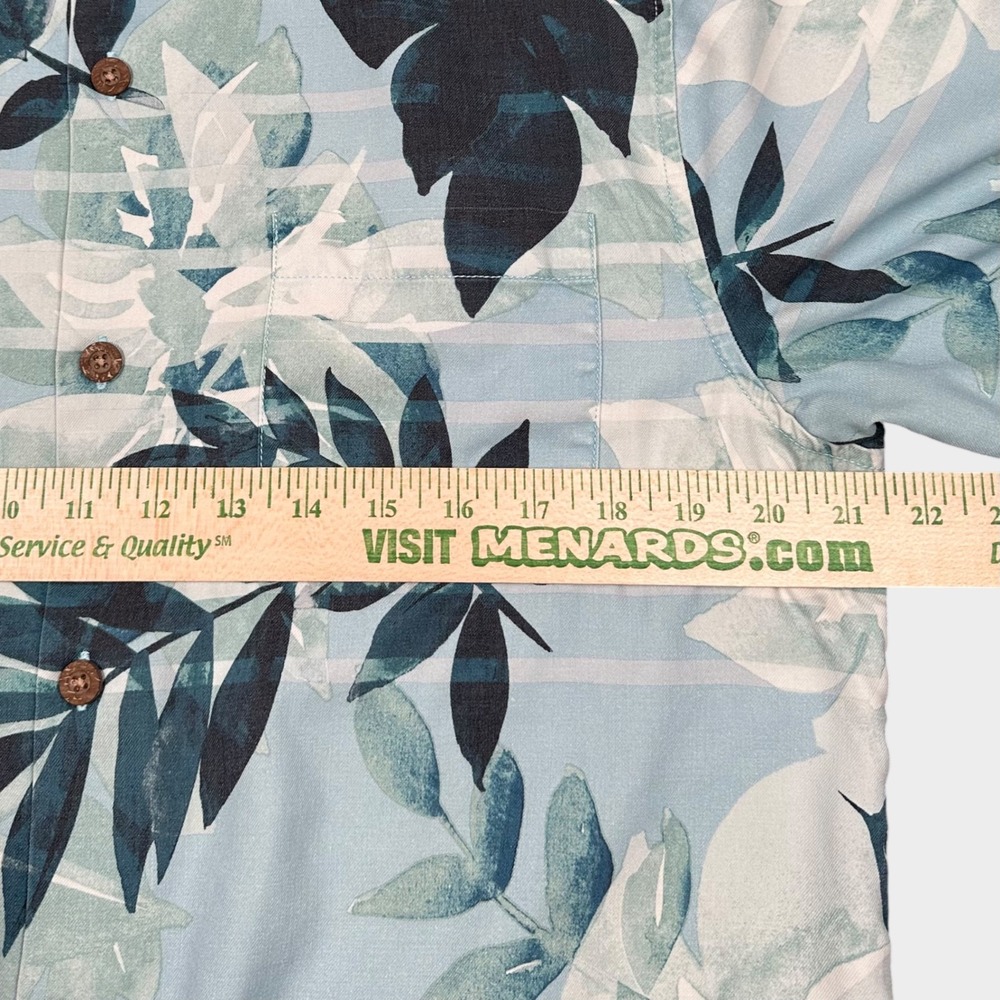 Tommy Bahama IslandZone Shirt Mens Medium Blue Green Tropical Silk Blend Coolmax - Picture 6 of 9